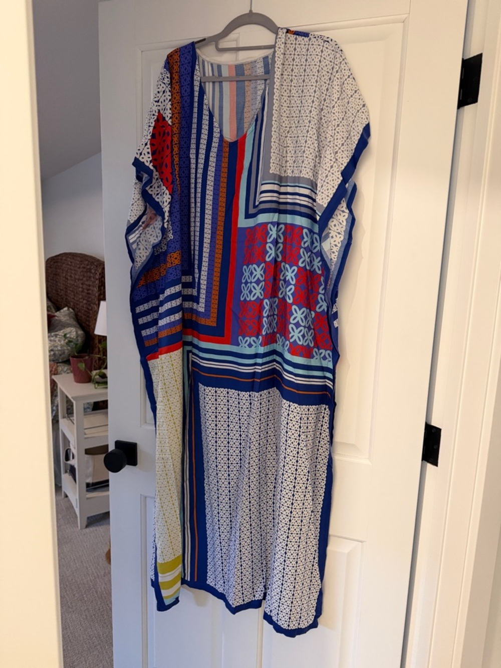 Blue Multi-Pattern Women's Caftan Dress